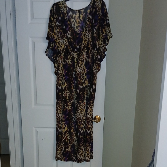 Sheer Leopard V-neck Maxi Cover-up - Picture 3 of 7